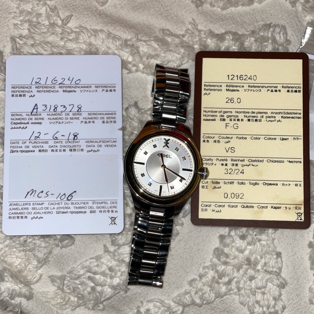 Beautiful gently used authentic EBEL diamond watch